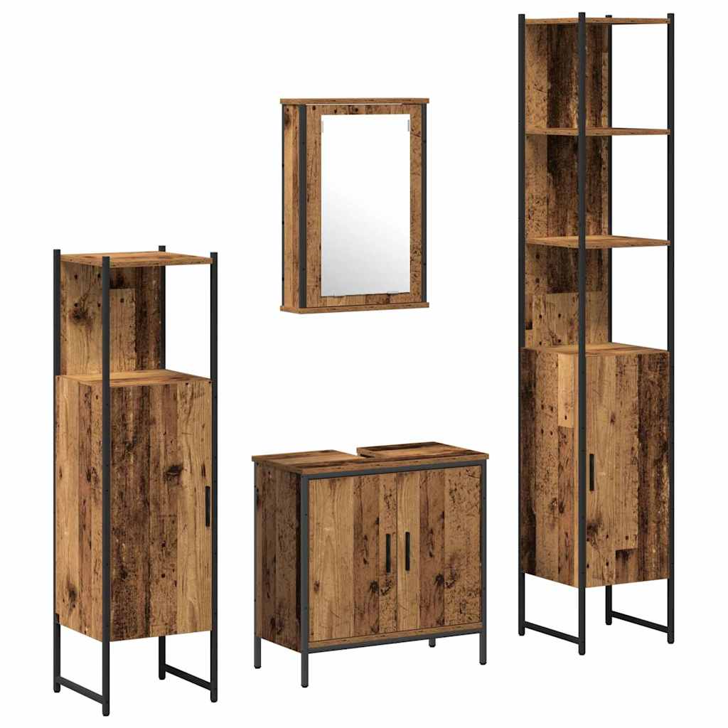 Juego de muebles de baño 4 pcs Marrón Madera contrachapada