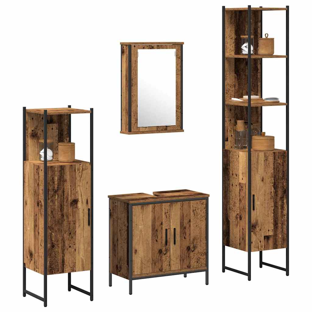 Juego de muebles de baño 4 pcs Marrón Madera contrachapada