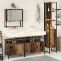 Juego de muebles de baño con estante 4 pcs Madera Vieja