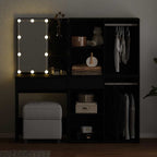 Juego de mesa de tocador LED Roble Negro 140 x 40 x 140 cm