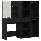 Juego de mesa de tocador LED Roble Negro 140 x 40 x 140 cm