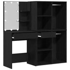 Juego de mesa de tocador LED Roble Negro 140 x 40 x 140 cm