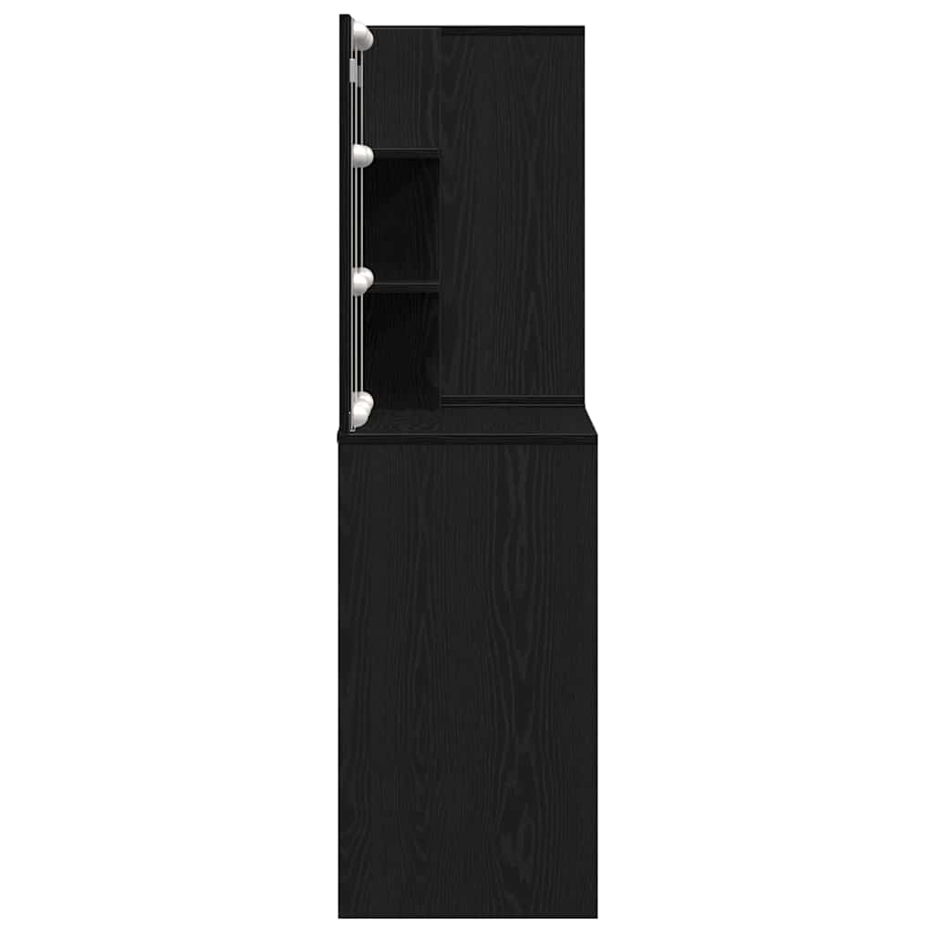 Juego de mesa de tocador LED Roble Negro 140 x 40 x 140 cm