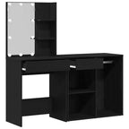 Juego de mesa de tocador LED Roble Negro 140 x 40 x 140 cm