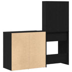 Juego de mesa de tocador LED Roble Negro 140 x 40 x 140 cm