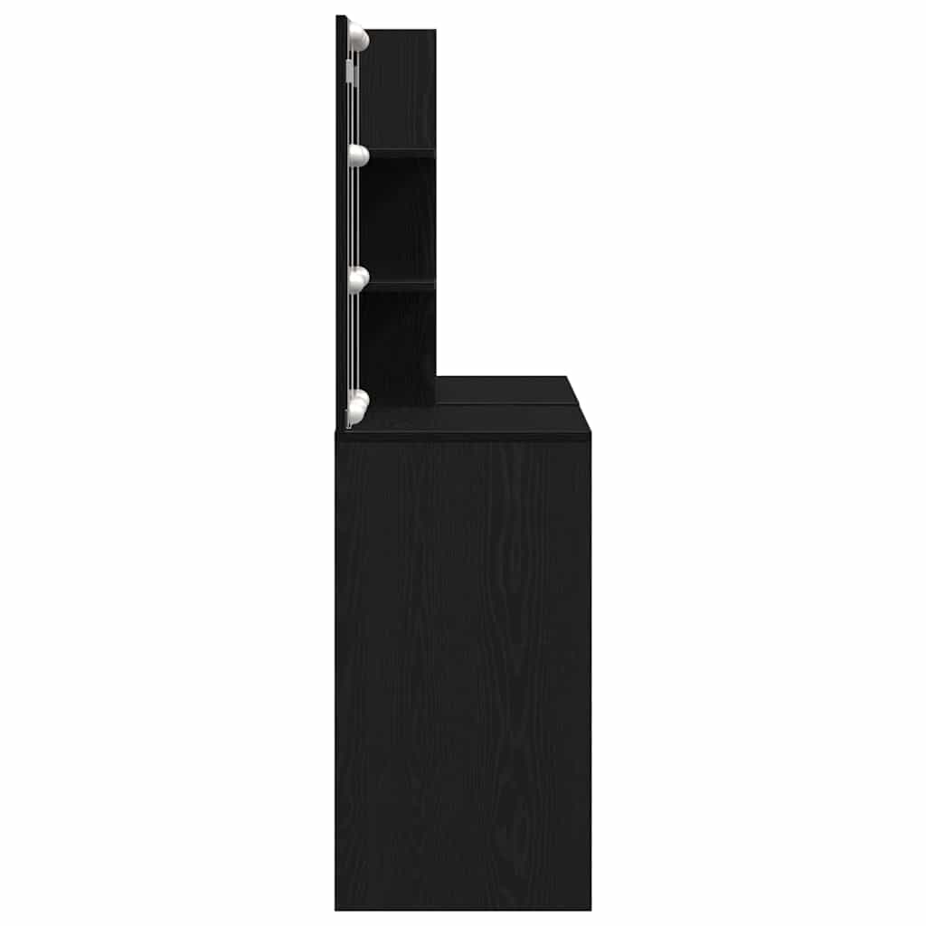 Juego de mesa de tocador LED Roble Negro 140 x 40 x 140 cm