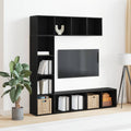 Estante de libros 3 pcs Roble Negro 36 x 30 x 143 cm