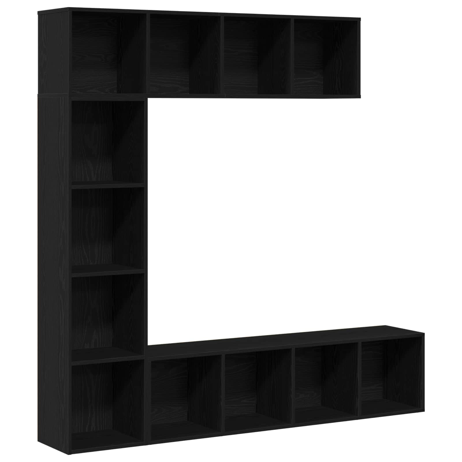Estante de libros 3 pcs Roble Negro 36 x 30 x 143 cm