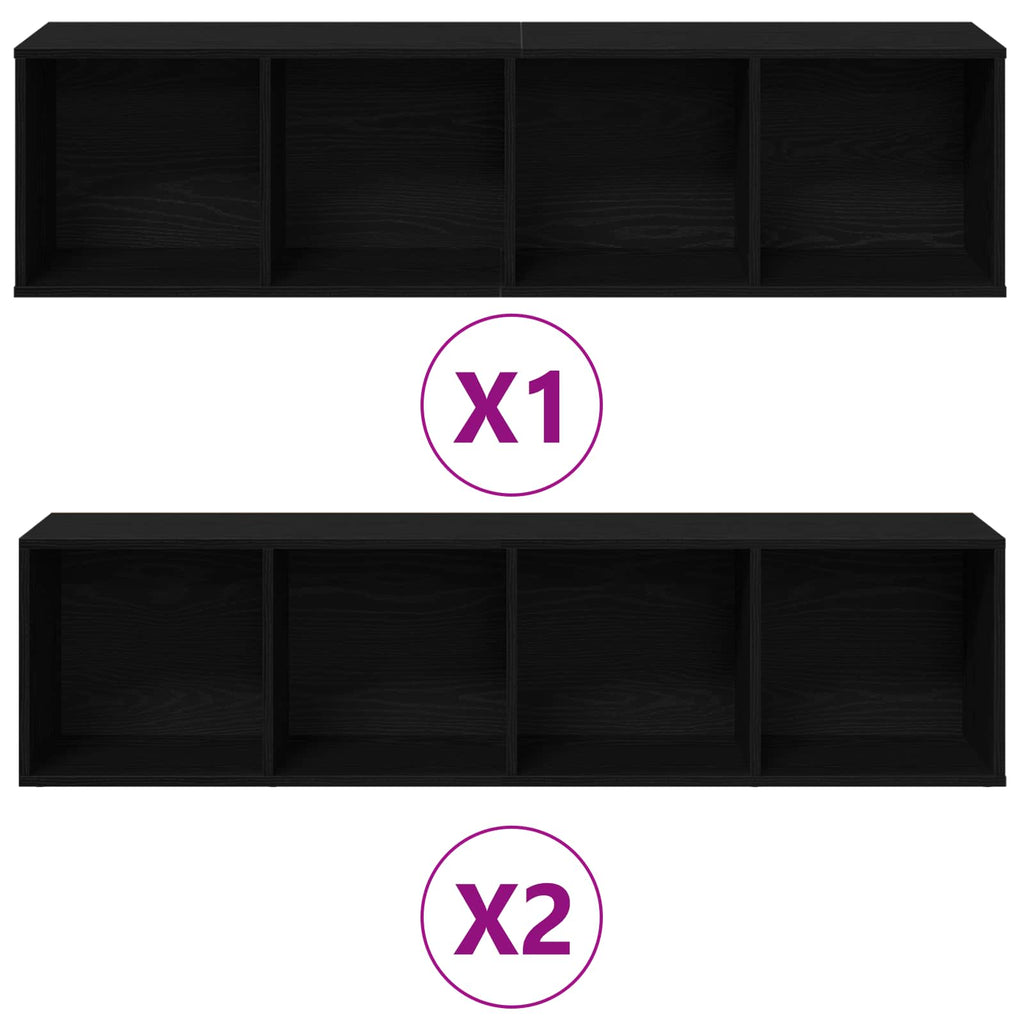 Estante de libros 3 pcs Roble Negro 36 x 30 x 143 cm