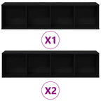 Estante de libros 3 pcs Roble Negro 36 x 30 x 143 cm