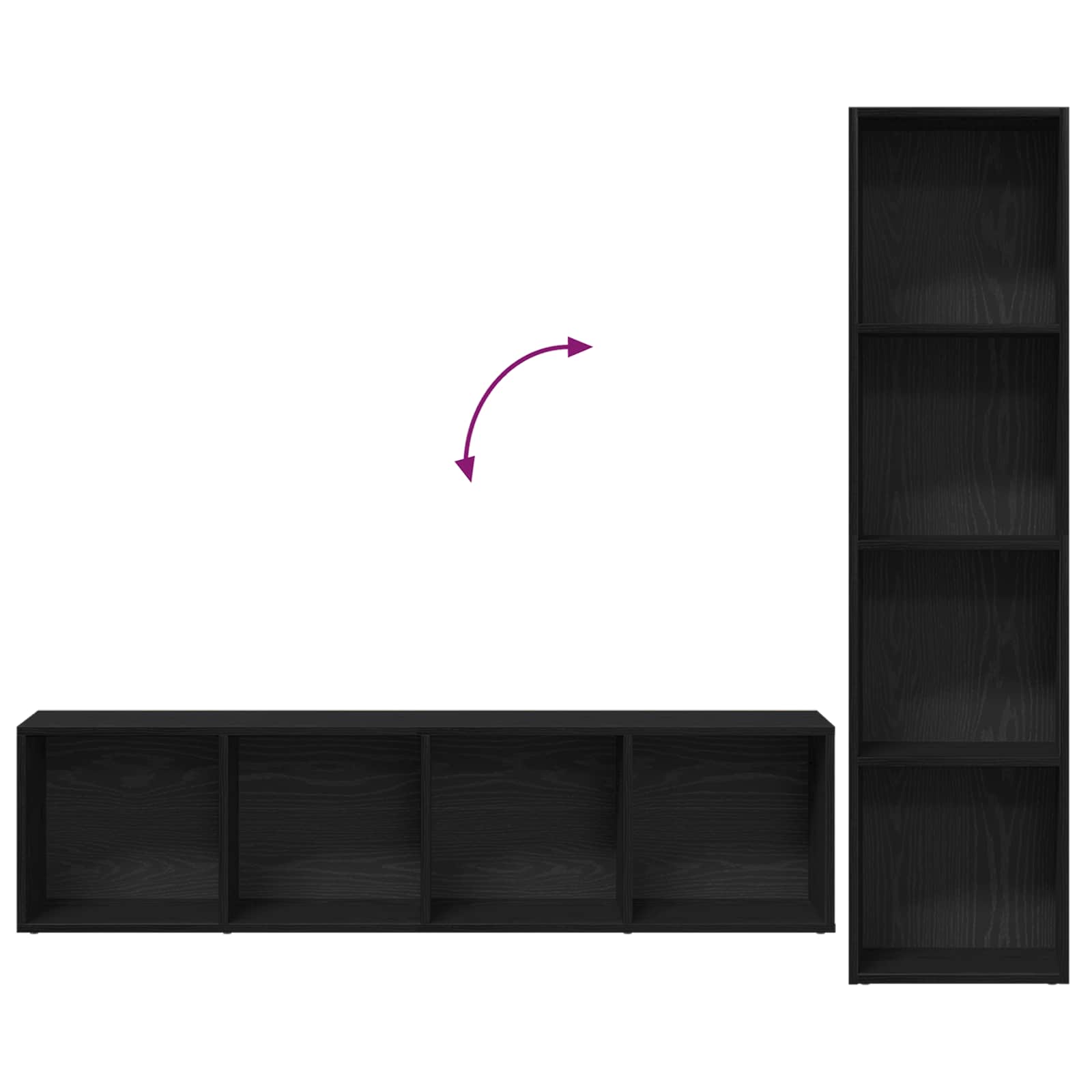 Estante de libros 3 pcs Roble Negro 36 x 30 x 143 cm