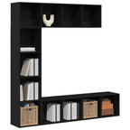Estante de libros 3 pcs Roble Negro 36 x 30 x 143 cm