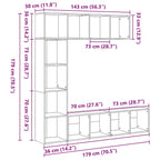 Estante de libros 3 pcs Roble Negro 36 x 30 x 143 cm