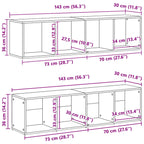 Estante de libros 3 pcs Roble Negro 36 x 30 x 143 cm