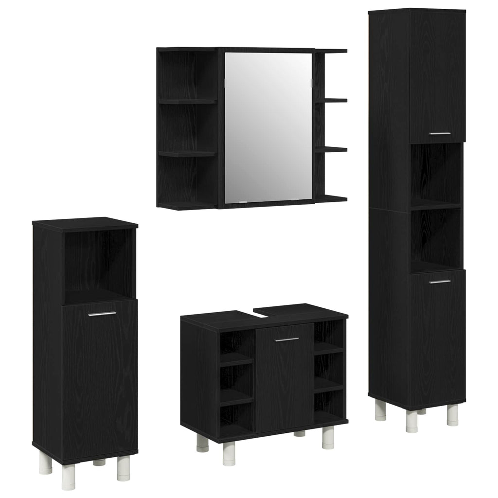 Juego de muebles de baño 4 pcs Negro 30 x 30 x 179,5 cm