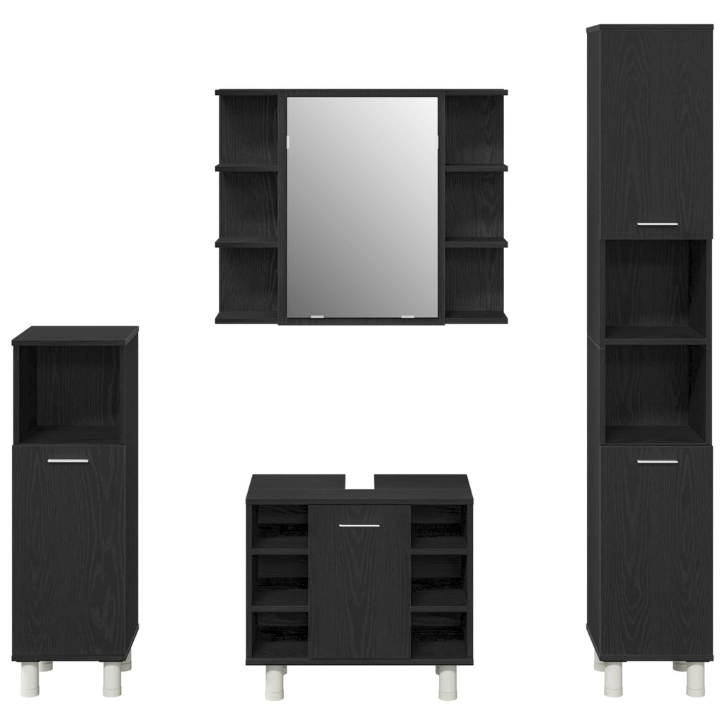 Juego de muebles de baño 4 pcs Negro 30 x 30 x 179,5 cm