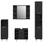 Juego de muebles de baño 4 pcs Negro 30 x 30 x 179,5 cm