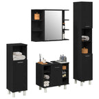 Juego de muebles de baño 4 pcs Negro 30 x 30 x 179,5 cm