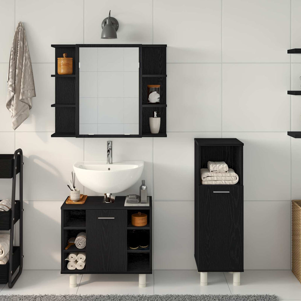 Juego de muebles de baño 3 pcs Negro 30 x 30 x 99,5 cm