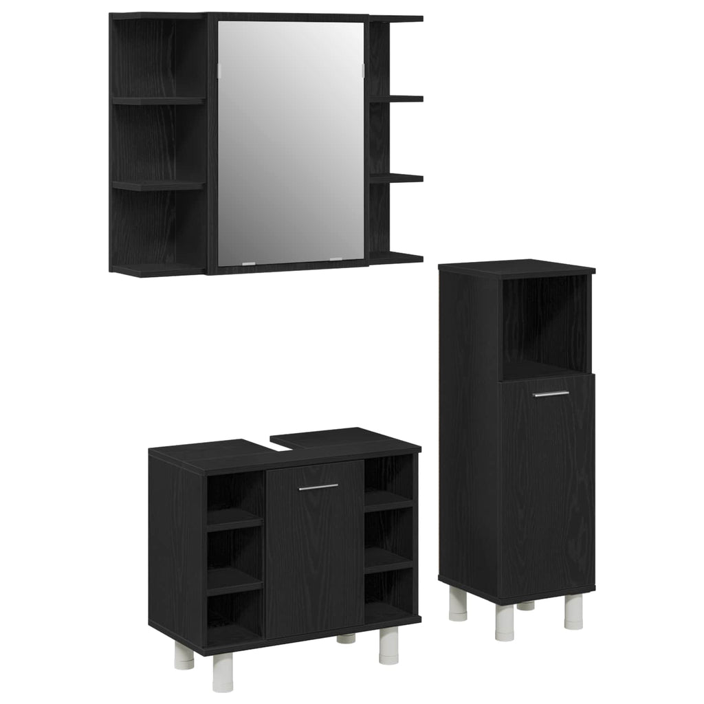 Juego de muebles de baño 3 pcs Negro 30 x 30 x 99,5 cm