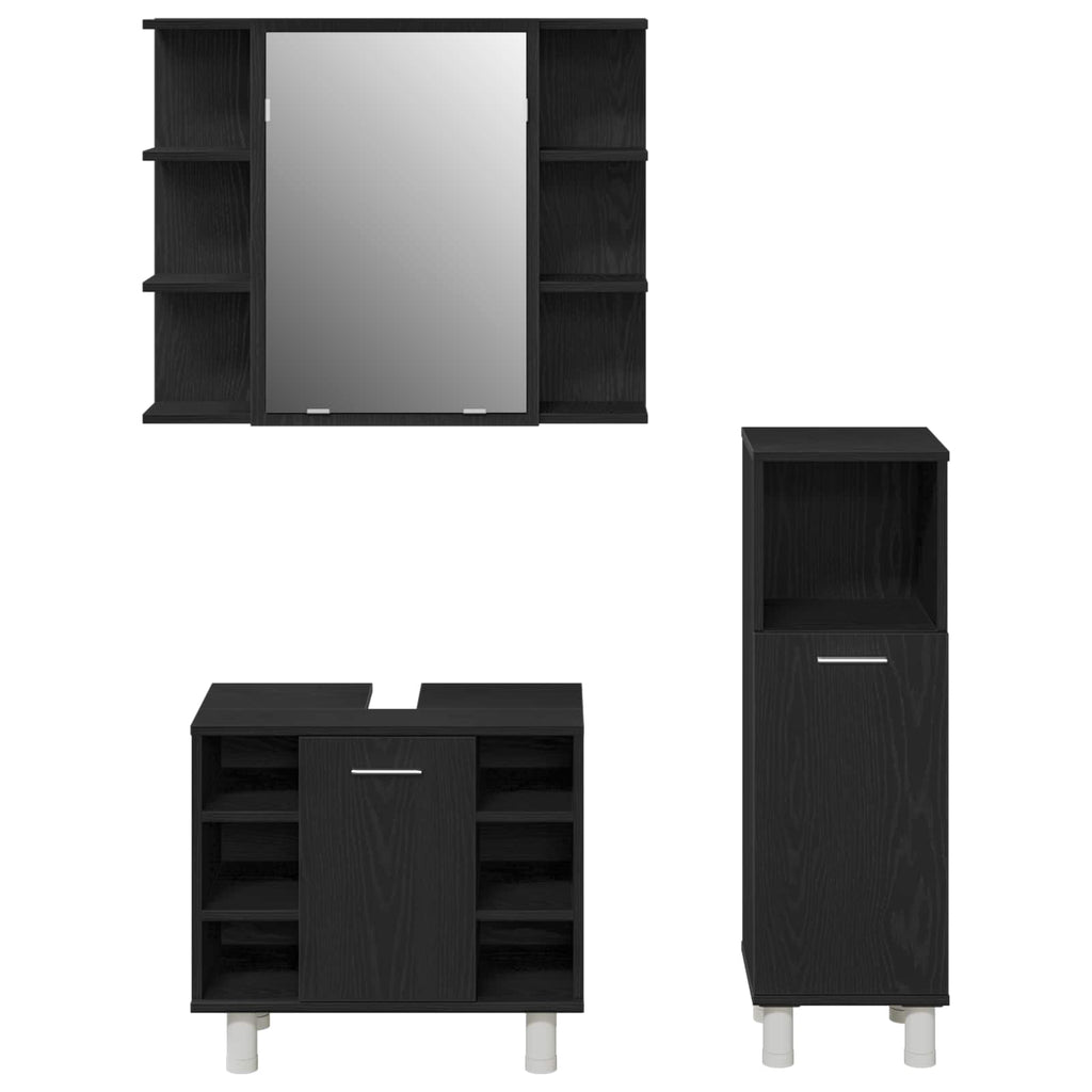Juego de muebles de baño 3 pcs Negro 30 x 30 x 99,5 cm