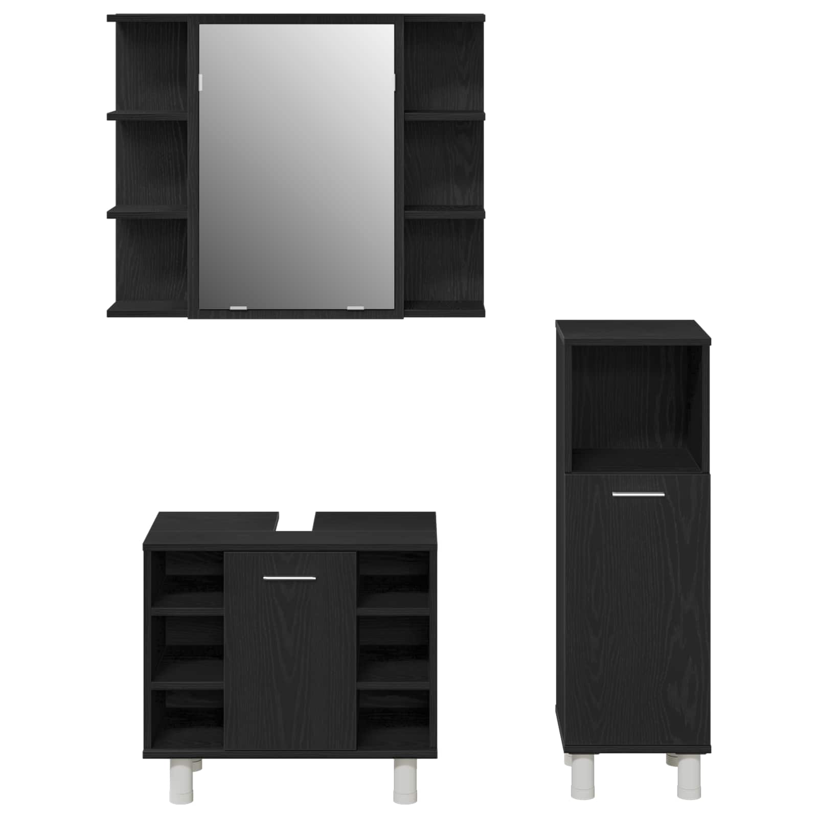 Juego de muebles de baño 3 pcs Negro 30 x 30 x 99,5 cm