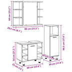 Juego de muebles de baño 3 pcs Negro 30 x 30 x 99,5 cm