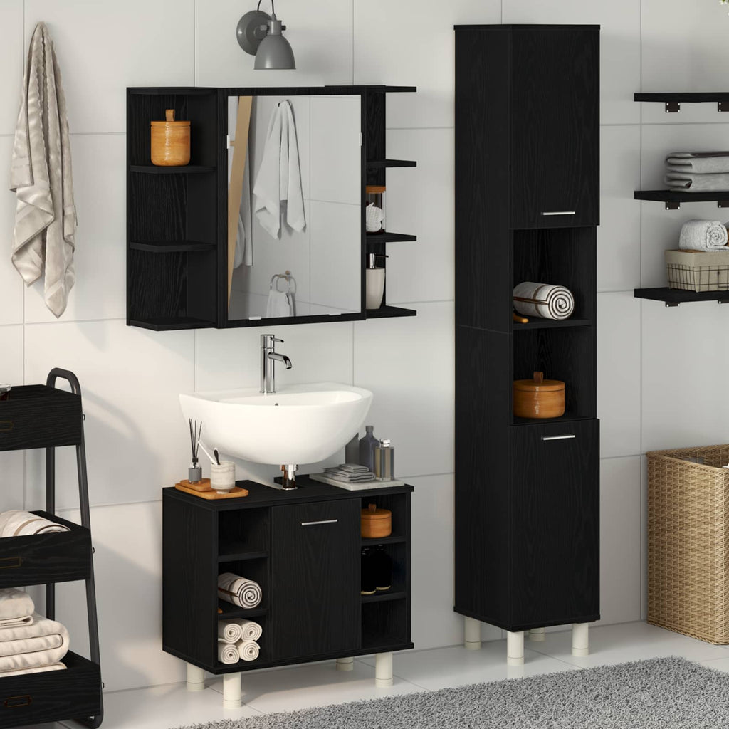 Conjunto de muebles de baño 2 piezas madera maciza de acacia
