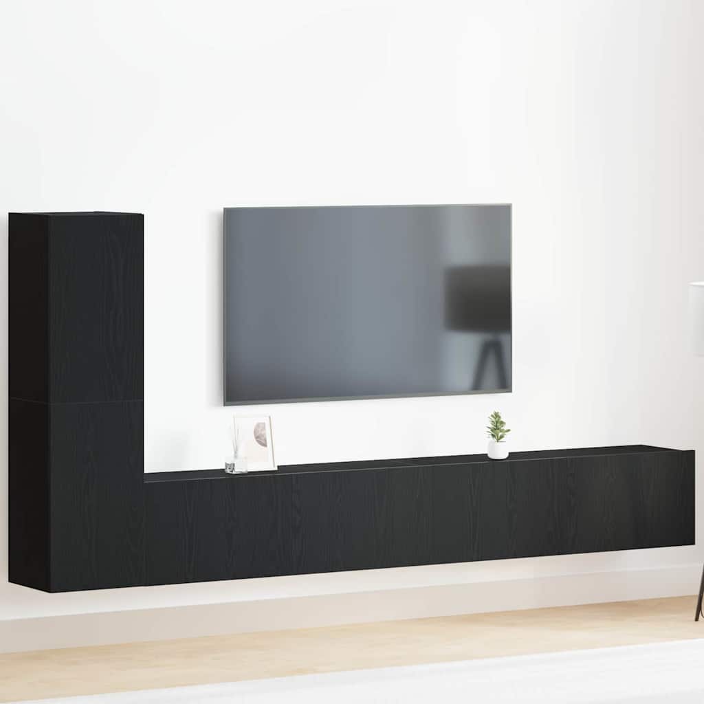 Conjunto de mueble de TV 8 pcs Madera envejecida