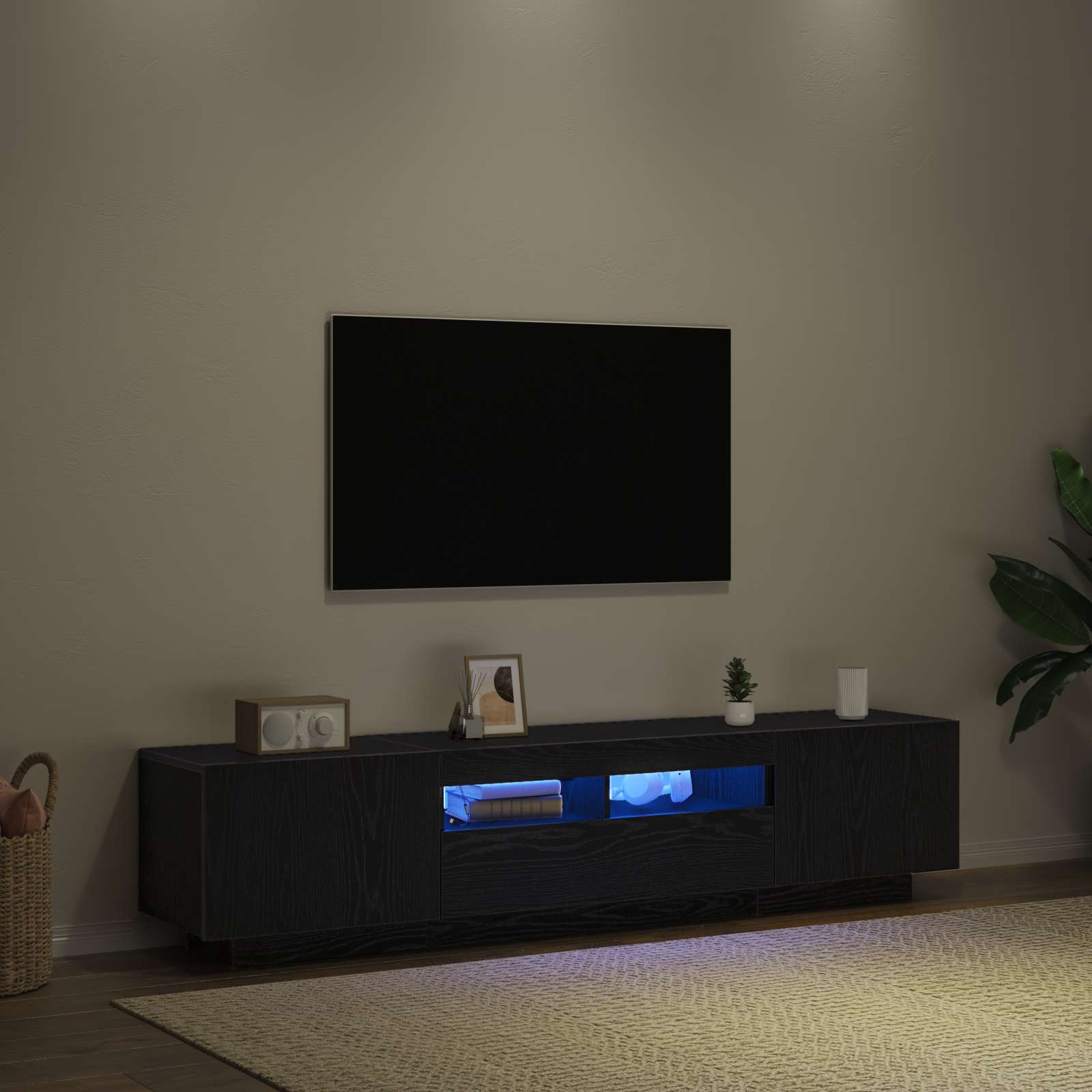 Conjunto de mueble de TV 2 pcs Negro 180 x 35 x 40 cm