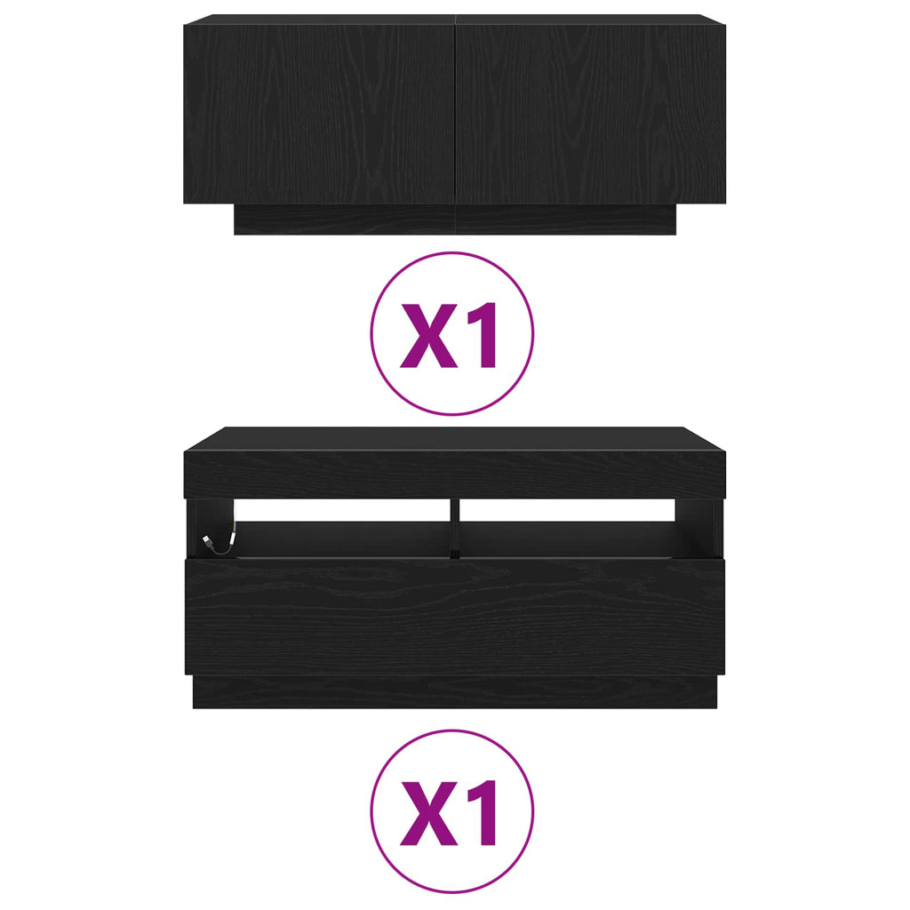 Conjunto de mueble de TV 2 pcs Negro 180 x 35 x 40 cm