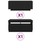 Conjunto de mueble de TV 2 pcs Negro 180 x 35 x 40 cm