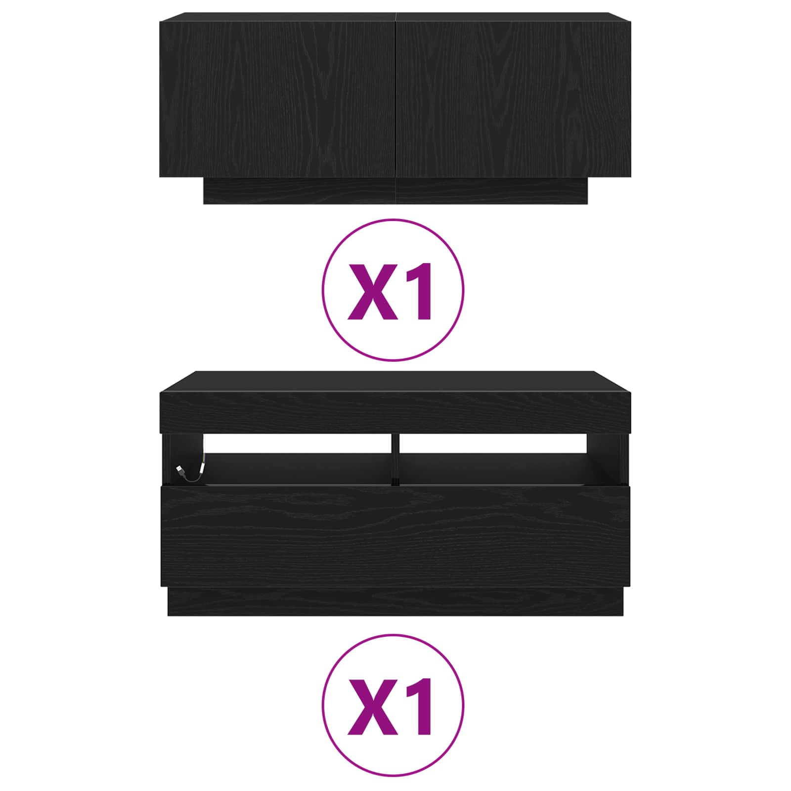 Conjunto de mueble de TV 2 pcs Negro 180 x 35 x 40 cm