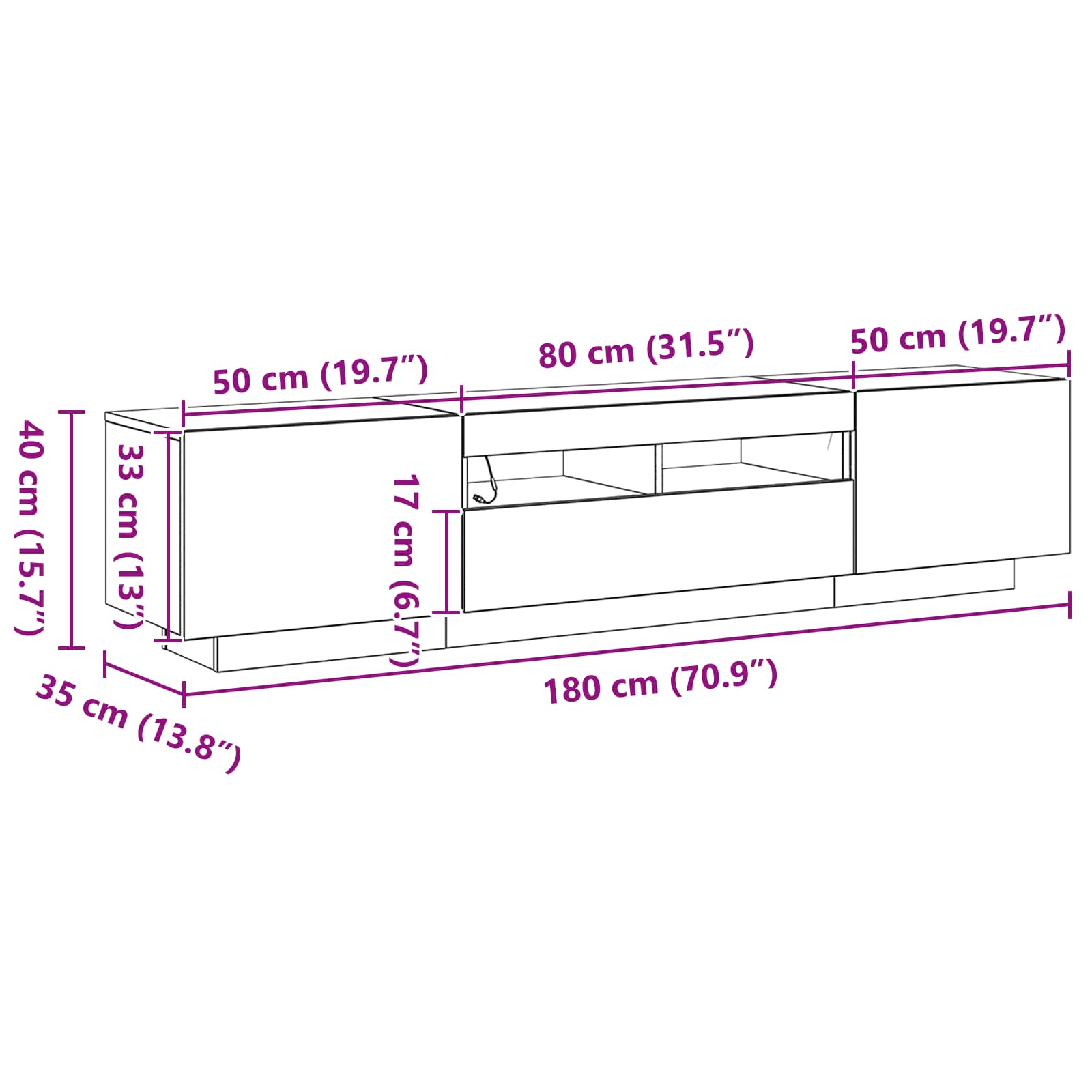 Conjunto de mueble de TV 2 pcs Negro 180 x 35 x 40 cm