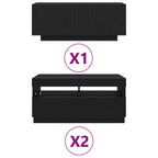 Conjunto de mueble de TV 3 pcs Negro 260 x 35 x 40 cm