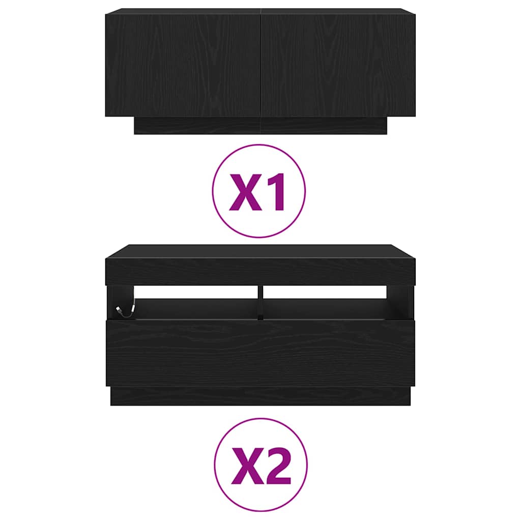 Conjunto de mueble de TV 3 pcs Negro 260 x 35 x 40 cm