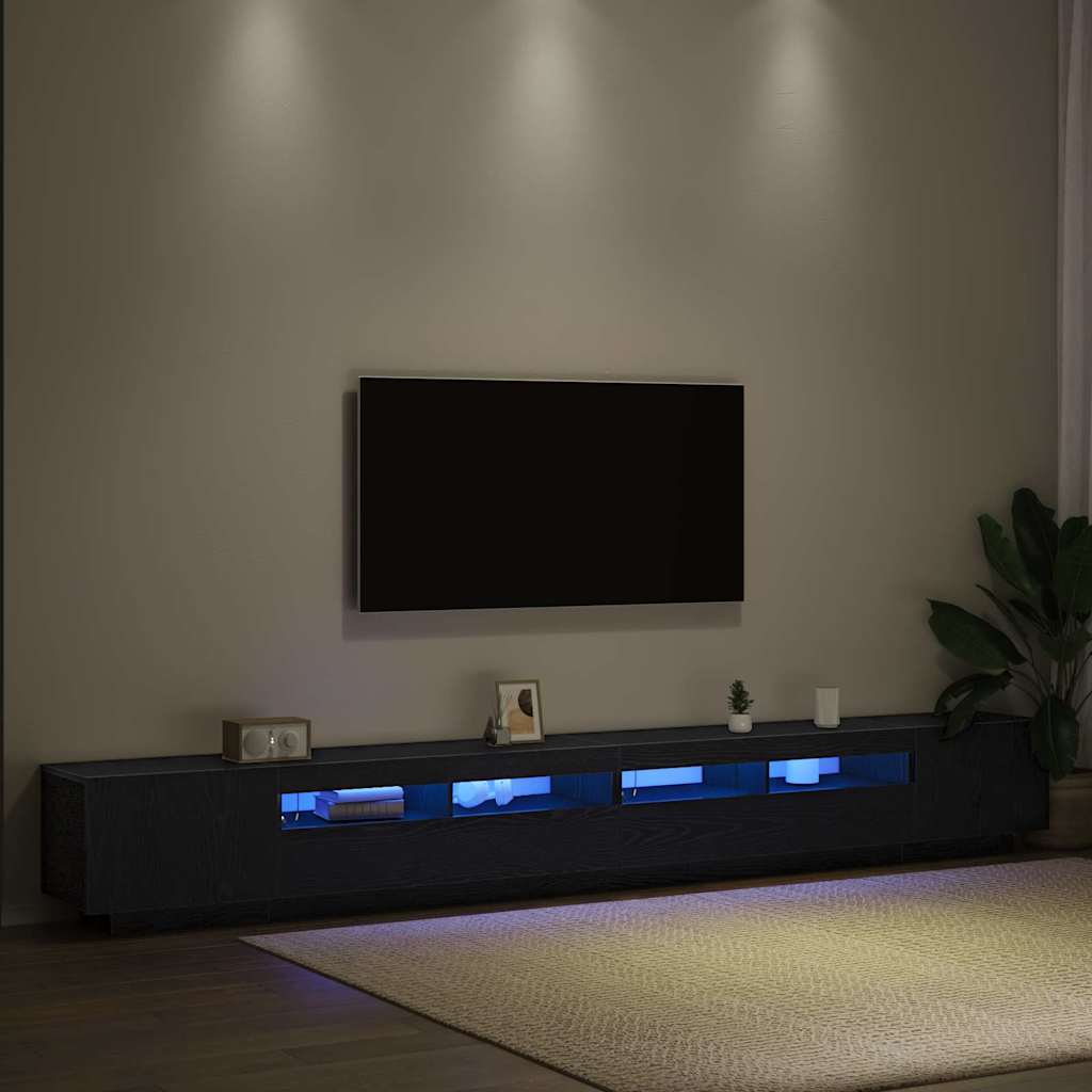 Conjunto de mueble de TV 3 pcs Negro 300 x 35 x 40 cm