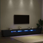 Conjunto de mueble de TV 3 pcs Negro 300 x 35 x 40 cm