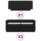 Conjunto de mueble de TV 3 pcs Negro 300 x 35 x 40 cm