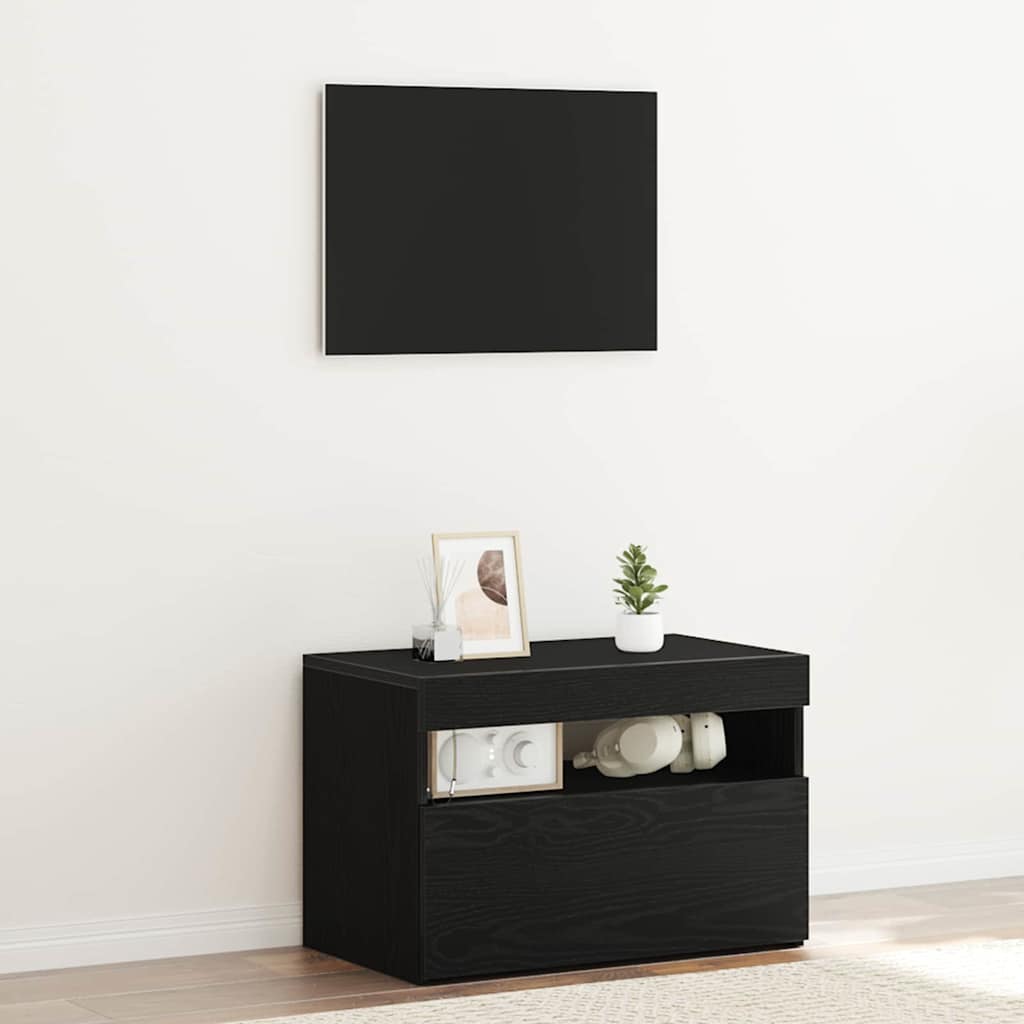 Armario de Noche Roble Negro 60 x 35 x 40 cm