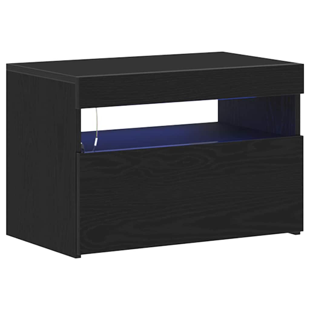 Armario de Noche Roble Negro 60 x 35 x 40 cm
