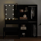 Conjunto de mesa de vestidor con LED 4 pcs Roble Negro