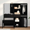Conjunto de mesa de vestidor con LED 4 pcs Roble Negro