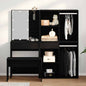Dressing Table Set with LED 4 pcs Black Oak