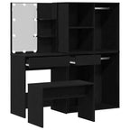 Conjunto de mesa de vestidor con LED 4 pcs Roble Negro
