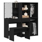 Conjunto de mesa de vestidor con LED 4 pcs Roble Negro