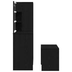 Conjunto de mesa de vestidor con LED 4 pcs Roble Negro