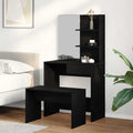 Conjunto de Mesa de Tocador con cajón 2 pcs Roble Negro