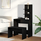 Conjunto de Mesa de Tocador con cajón 2 pcs Roble Negro
