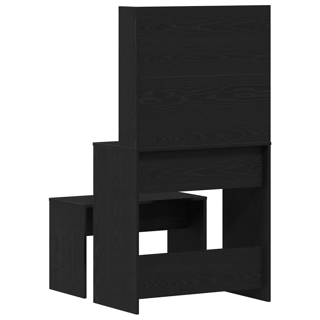 Conjunto de Mesa de Tocador con cajón 2 pcs Roble Negro